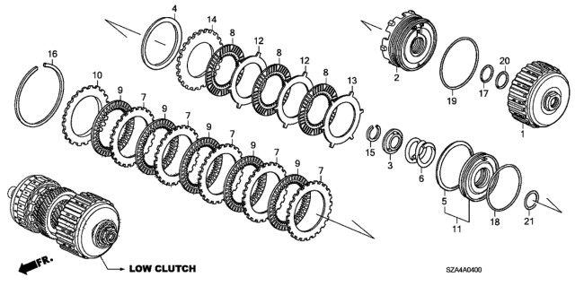 2011 Honda Pilot 5 Door EX-L (2WD) KA 5AT AT Clutch (Low) Diagram