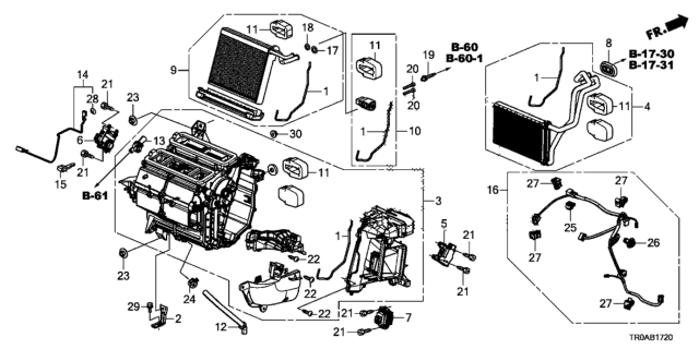 2013 Honda Civic Sub-Harness, Air Conditioner Diagram for 80650-TR0-A00