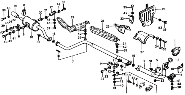1977 Honda Civic Muffler, Exhuast Diagram for 18307-657-921