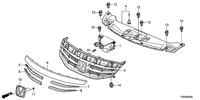 2012 Honda Accord 4 Door EX KA 5MT Front Grille Diagram