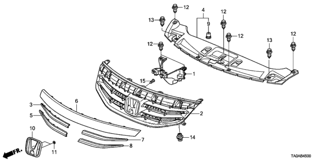 2012 Honda Accord Front Grille Diagram