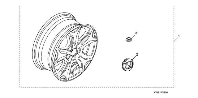 2021 Honda Pilot 5 Door LX (2WD/SENSING) KA 9AT Alloy Wheel Diagram 3