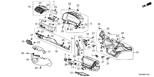 2021 Honda Accord Hybrid Instrument Panel Garnish (Driver Side) Diagram