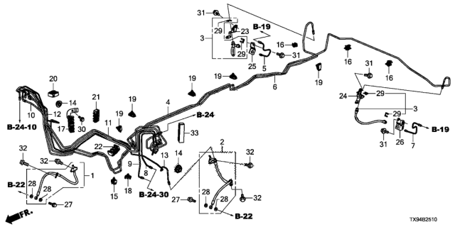 2014 Honda Fit EV Pipe S, Brake Diagram for 46372-TX9-A00