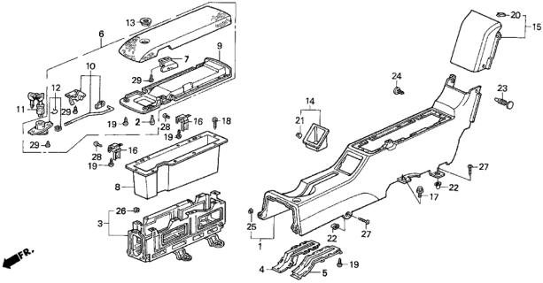 1992 Honda Prelude Lock Assy., Center Console Diagram for 77320-SS0-A01