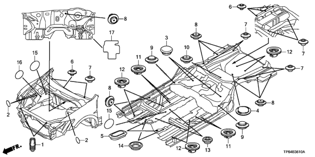 2013 Honda Crosstour Grommet (Front) Diagram