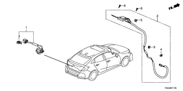 2018 Honda Civic Camera Assy., Rearview (Wide) Diagram for 39530-TGG-A21