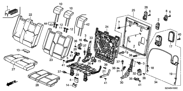 2014 Honda Pilot Rear Seat (Driver Side) Diagram