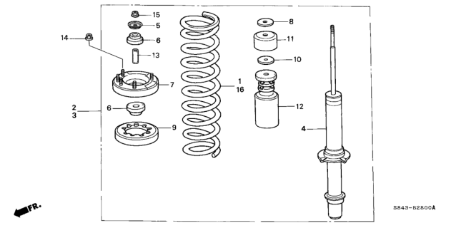 2001 Honda Accord Base, Front Fork Mounting Diagram for 51675-S84-A01