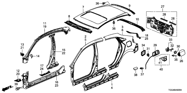 2019 Honda Civic Panel Set, R. RR. (Outer) Diagram for 04636-TGH-A00ZZ