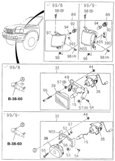 2000 Honda Passport Lamp Assembly Fog Diagram for 8-97288-898-0