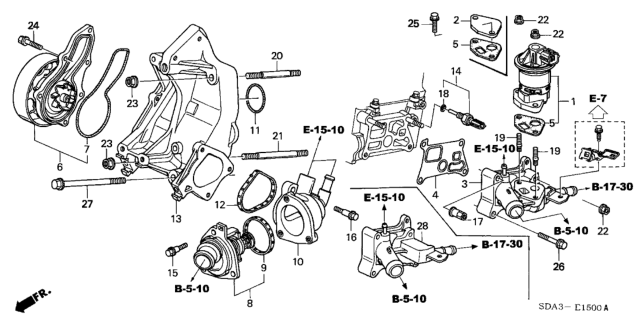 2003 Honda Accord Passage, EGR Diagram for 18712-RAA-A00