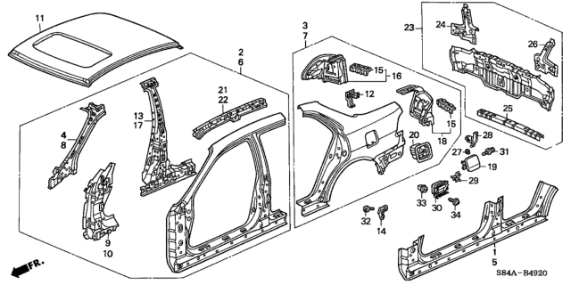 2002 Honda Accord Outer Panel Diagram