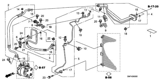 2008 Honda Civic A/C Hoses - Pipes Diagram