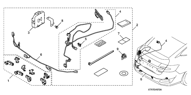 2020 Honda Clarity Plug-In Hybrid Back-Up Sensor & Attachment Diagram