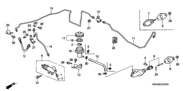 1992 Honda Civic Hose, Clutch Diagram for 46961-SR3-A02