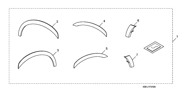 2010 Honda Odyssey Garnish Set, L. RR. Fender Diagram for 08P21-SHJ-1A0R2