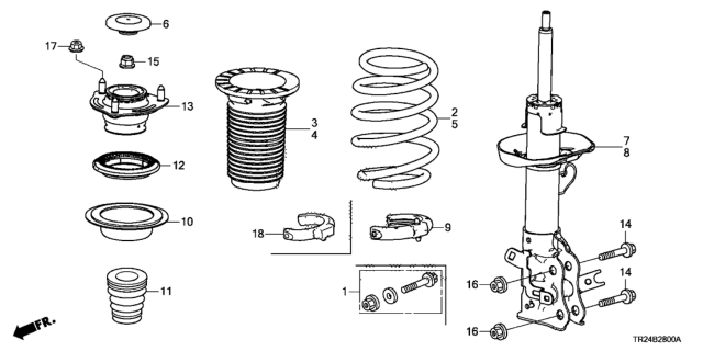 2014 Honda Civic 4 Door MX KL CVT Front Shock Absorber Diagram