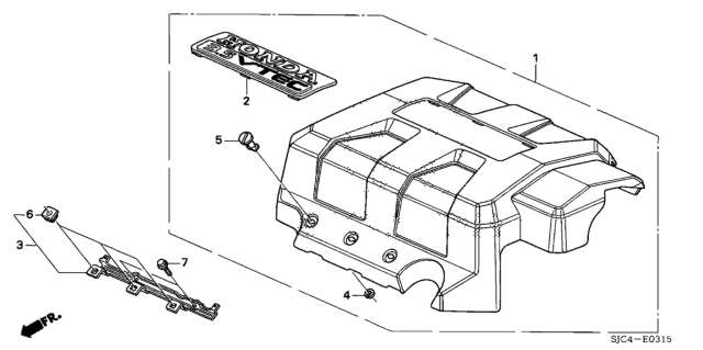 2006 Honda Ridgeline Cover Assembly, Engine Diagram for 17121-RJE-A00