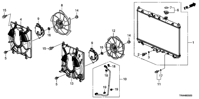 2021 Honda Clarity Plug-In Hybrid Radiator Complete Diagram for 19010-5WJ-A01