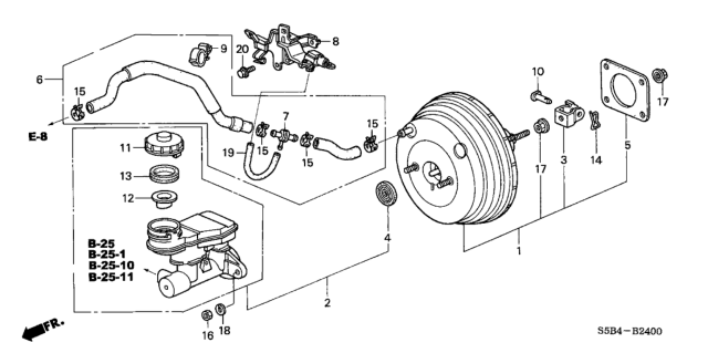 2005 Honda Civic Master Cylinder Assembly Diagram for 46100-S5D-A51