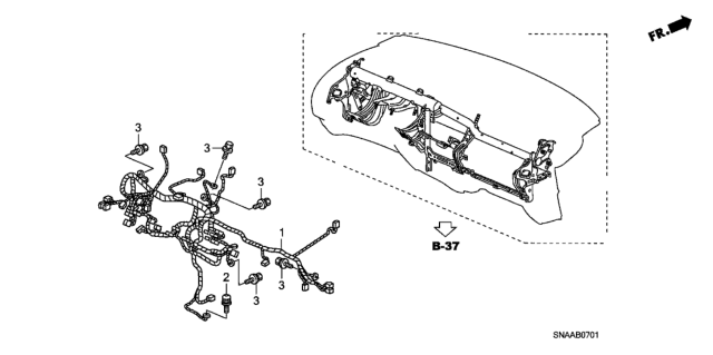 2009 Honda Civic Wire Harness, Instrument Diagram for 32117-SNA-A70