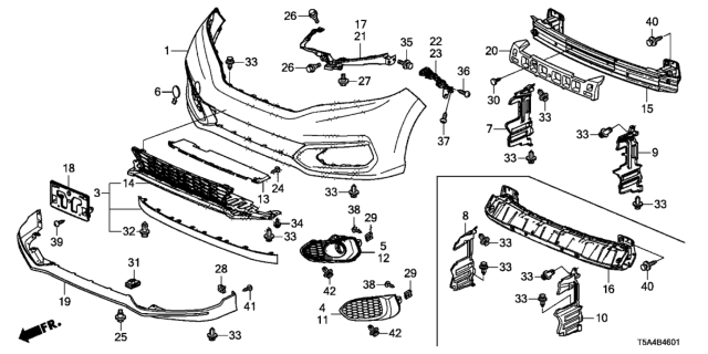 2018 Honda Fit Grille Assembly, Front Bumper (Lower) Diagram for 71102-T5R-A50