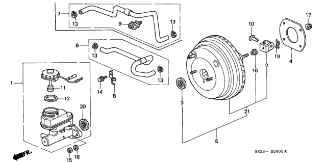 1998 Honda Accord Brake Master Cylinder  - Master Power Diagram