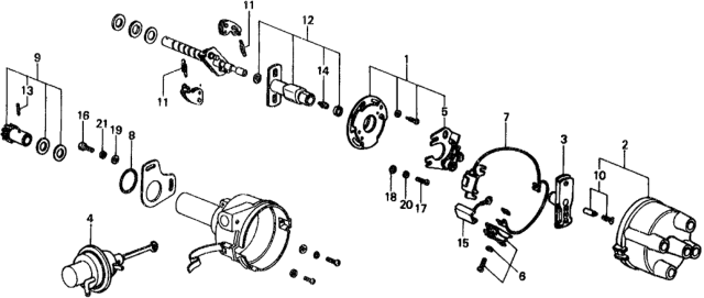 1976 Honda Civic 5 Door ** KL HMT HMT Distributor Components Diagram