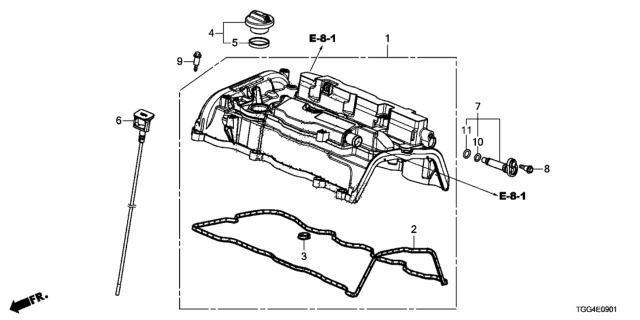 2019 Honda Civic Cylinder Head Cover Diagram