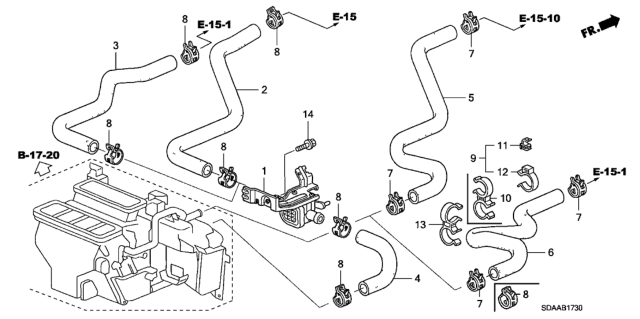 2007 Honda Accord Valve Assembly, Water Diagram for 79710-SDC-A01
