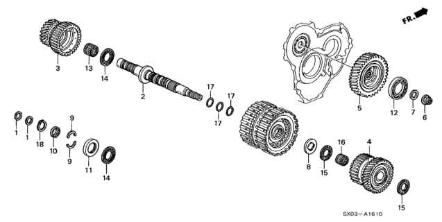 1998 Honda Odyssey 5 Door EX KA 4AT AT Secondary Shaft (2.3L) Diagram