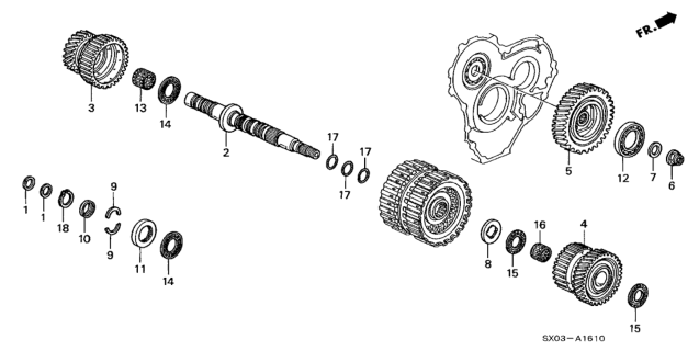 1998 Honda Odyssey AT Secondary Shaft (2.3L) Diagram