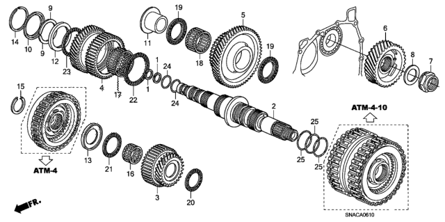 2010 Honda Civic 4 Door EX-L (NAVIGATION) KA 5AT AT Secondary Shaft Diagram