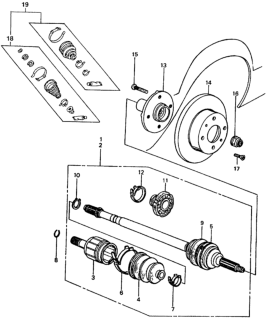 1982 Honda Civic 4 Door ** (1500) KA HMT Driveshaft - Front Brake Disk Diagram
