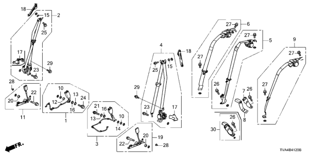 2020 Honda Accord Outer Set, Right Front Seat Belt (Deep Black) Diagram for 04814-TVA-A00ZA