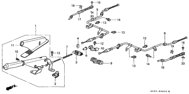 2000 Honda Civic Cover, Parking Brake *NH264L* (CLASSY GRAY) Diagram for 83445-SH3-000ZR