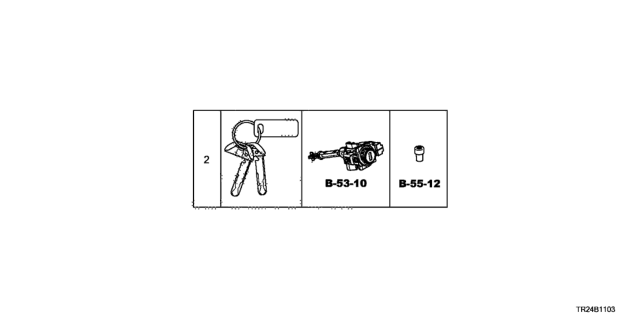 2014 Honda Civic 4 Door MX KL CVT Key Cylinder Set (Smart) Diagram