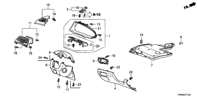 2010 Honda Crosstour Instrument Panel Garnish (Driver Side) Diagram