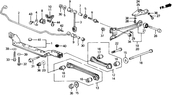 1989 Honda Accord Arm A, Left Rear (Lower) Diagram for 52360-SE0-A01
