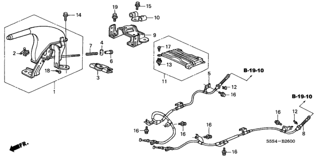 2005 Honda Civic Wire B, Driver Side Parking Brake Diagram for 47560-S5S-E14