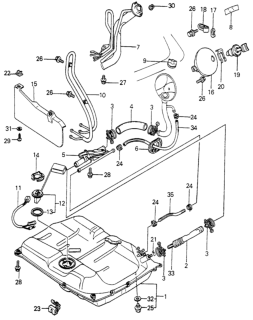 1982 Honda Civic Fuel Tank - Tank Lid - Lock Diagram