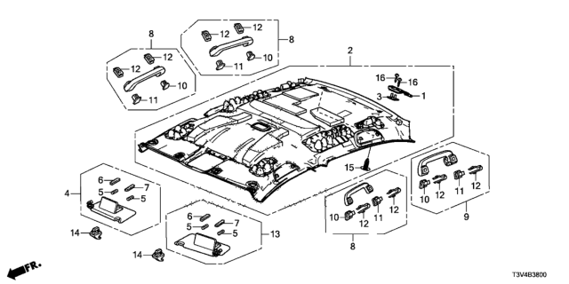 2014 Honda Accord Lining Assy., Roof *NH882L* (PLATINUM GRAY) Diagram for 83200-T3V-941ZA