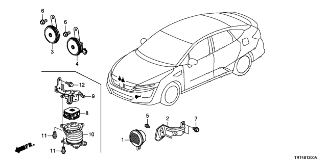 2021 Honda Clarity Fuel Cell Horn Assembly Diagram for 38100-TRT-J01
