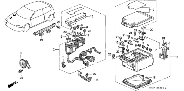 1993 Honda Civic Control Unit (Engine Room) Diagram