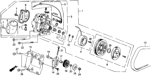 1991 Honda Civic A/C Compressor (Matsushita) Diagram