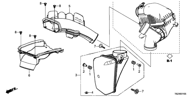 2019 Honda Ridgeline Tube A, Air Inlet Diagram for 17243-RLV-A10