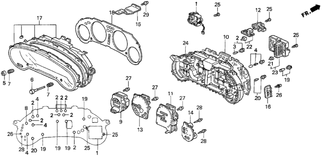 1997 Honda Del Sol Speedometer Assembly Diagram for 78115-SR2-A22