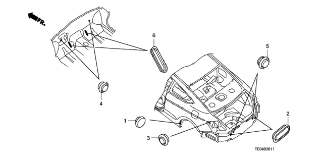 2010 Honda Accord 2 Door EX KA 5MT Grommet (Rear) Diagram