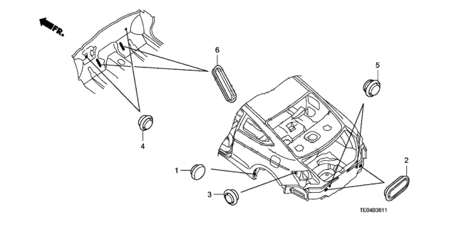 2009 Honda Accord Grommet (Rear) Diagram